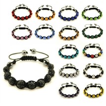SPARKLING CRYSTAL BEAD BRACELET 10mm Shamballa Style Pave Disco Ball Hip... - $3.95