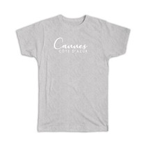Cannes : Gift T-Shirt Cursive Typography Côte d&#39;Azur Tropical Beach Travel Souve - £19.66 GBP