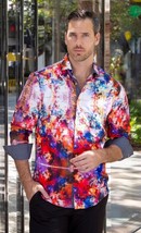 Bespoke long sleeve button up dress shirt. Graham watercolor - $79.00