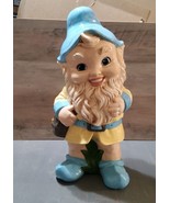 Vintage 1977 Hand Painted Glazed Ceramic Garden Gnome Elf Yard Decor 17&#39;... - $116.54