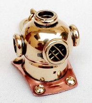 Antique Divers Helmet Solid Brass Key Chain Scuba Diving Mini Helmet Key Ring - £15.98 GBP