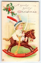 Christmas Postcard Child In Patriotic Hat &amp; Sword Stecher 744 E Vintage 1920 - £8.67 GBP