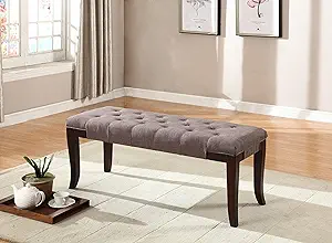 Roundhill Furniture Linon Fabric Tufted Bench, Brown - $227.99