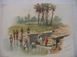 Vintage post card of “Bathing in a Holy River” copy right , scene presum... - £11.92 GBP
