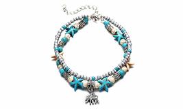 HML Bohemian Shell Blue Turquoise Elephant Anklet Pendant Anklets Foot Ornaments - £14.23 GBP