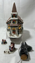 Snowflake Falls Lighted Indoor Christmas Village Church Set Missing Pieces - £28.10 GBP