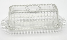 Vintage Clear Ribbed Cut Glass Butter Dish Hazel Atlas Holds Full Stick - £28.22 GBP