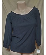 XS Style &amp; Co Deep Black Dots Blouse Shirt 100129153MS &quot;On Off&quot; - £15.39 GBP