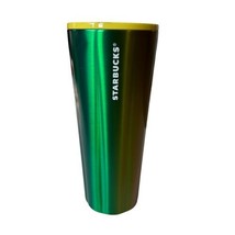 Starbucks Tumbler Yellow Green Stainless Speckled Lid No Straw Venti 24 fl oz - £15.66 GBP