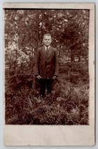 RPPC Sweet Young Man In Suit And Tie Forest Scenery Postcard K23 - £7.13 GBP