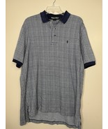 Polo Ralph Lauren Golf Shirt L Navy Blue Houndstooth Mens Pima Cotton Ca... - $23.77 CAD