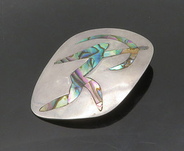 MEXICO 925 Silver - Vintage Inlaid Abalone Shell Warrior Brooch Pin - BP7763 - £46.86 GBP