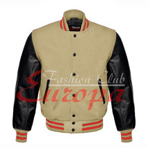 Genuine Leather Sleeve Letterman College Varsity Men Wool Jacket - £68.94 GBP