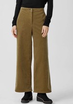 Eileen Fisher Organic Cotton Stretch Corduroy Wide-Leg Pant Tan Large 14 $188 - £53.39 GBP