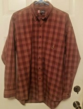 Men’s Ralph Lauren Chaps Red Plaid Long Sleeve Shirt Size Large Pocket C... - £11.65 GBP