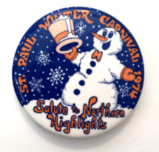 Vtg 1974 St. Paul Winter Carnival Pin Button Salute to Northern Lights M... - $14.00