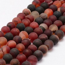 20 Frosted Agate Gemstone Beads Striped Brown Frosted Jewelry Supplies 6mm - £3.34 GBP