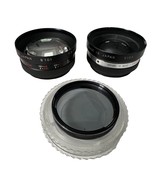 Vintage Yashikor Aux Telephoto &amp; Wide Lens Set Vivitar 55mm Lens Leather... - $44.21 CAD