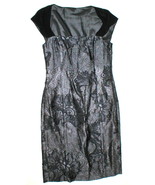 Womens NWT $798 Worth New York 2 Dress Gray Gunmetal Chiffon Sheath Blac... - £631.50 GBP