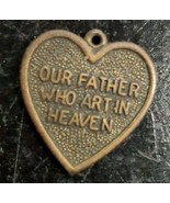1940&#39;s Charm - Heart shaped - Gold metal - Prayer on both sides - £13.66 GBP