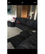 Black Sectional Couch With Recliner And Pull Out Queen Bed 15 Ft Long - $26,976.45 MXN
