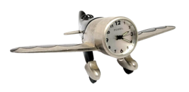Mini Fossil B-54 Plane Desk Clock Limited Edition Silver &amp; Black - $16.99