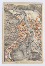 1914 Antique City Map Of Meissen Saxony Showing Royal Porcelain Factory Germany - £21.60 GBP