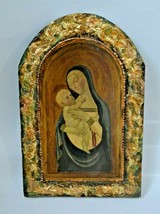 &quot;Madonna and Child&quot; Handmade Modern Armenian Icon , Mixed Media, Golden Leaf - £54.41 GBP