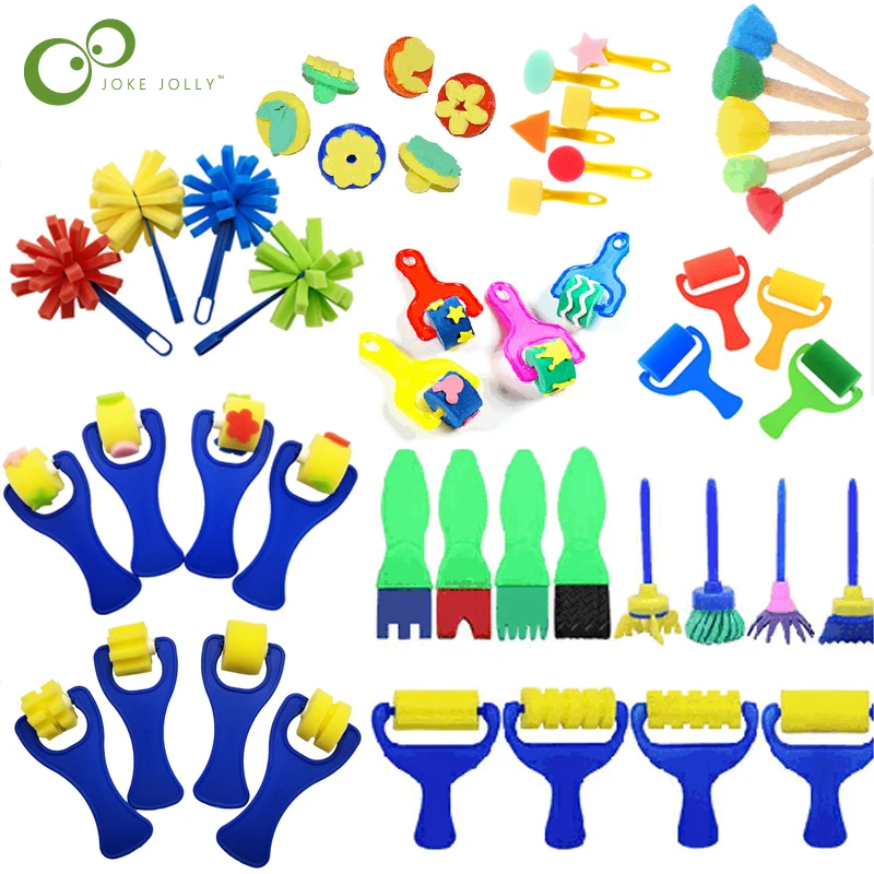 48pcs/set Children Toddler Sponge Stamp Brush Kits Set Children Creative DIY Art - £16.81 GBP
