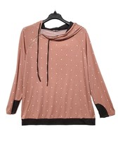Egs by Eloges Hoodie Womens Size XL Zip Accent Dusty Rose Pink Polka Dot - £11.87 GBP