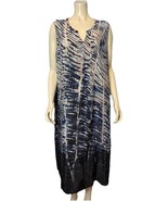 Nic+Zoe Blue, White, Tan Sleeveless V-neck Dress Size 2X - $58.45 CAD