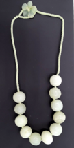 Green Serpentine Stone Polished Bead Necklace Hand Made 20&quot; - £14.14 GBP