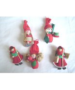  Handcrafted Wood and Yarn Doll Christmas Ornaments Moline of Denmark - £11.73 GBP
