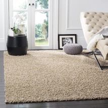 Safavieh Athens Shag Collection 8&#39; X 10&#39; Beige Sga119G Non-Shedding Livi... - £172.63 GBP