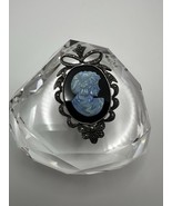 Vintage Sterling Silver Onyx Opal Cameo Pendant / Brooch 5.2cm - $140.30 CAD