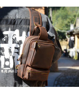 Genuine leather Men Vintage Shoulder Bag Sling Crossbody Chest Travel Ba... - £76.45 GBP