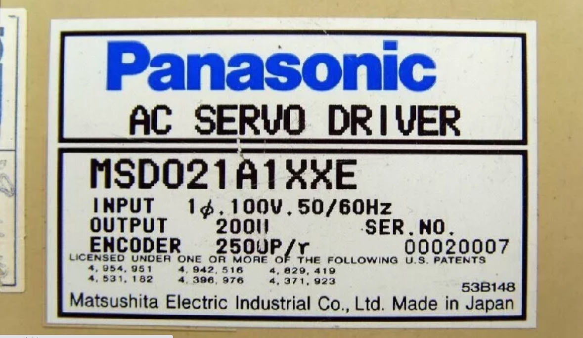 Panasonic MSD021A1XXE INPUT 100V.50/60Hz OUPUT 200W Servo Drive   - $269.00