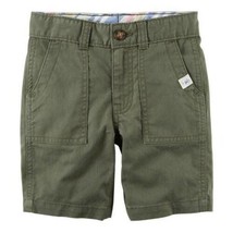 Boys Shorts Green Woven Adjustable Waist Twill 5 Pocket Summer-size 6 - £5.36 GBP