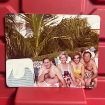 Two Couples Poolside In Hawaii 4 1/4 x 3 3/8 Photograph Vintage 1974 - $8.99