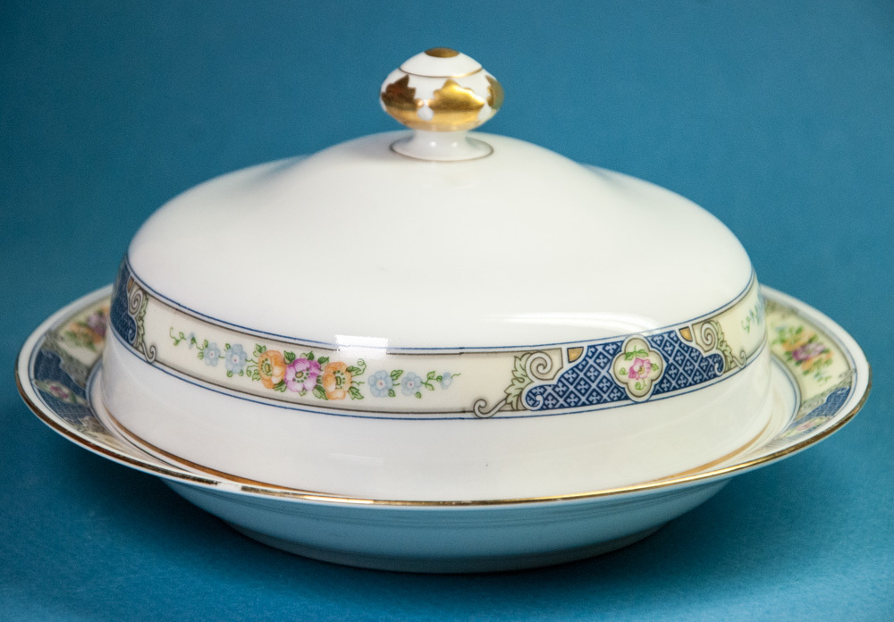 Bohemia Ceramic Cecil Shaped Round Covered Butter Dish w Drain Porcelain Czech Item image 2
