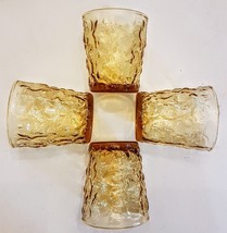 Anchor Hocking Tumbler LOT Milano Honey Gold 7 oz Textured Rocks Glass B... - $27.65