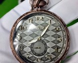 invicta men/women vintage brown quartz pocket watch &amp; chain checker dial - $199.99
