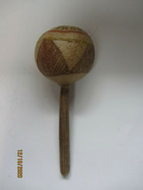 Vintage Hand Carved Paint Decorated Gourd Rattler Maraca St Thomas - £7.82 GBP