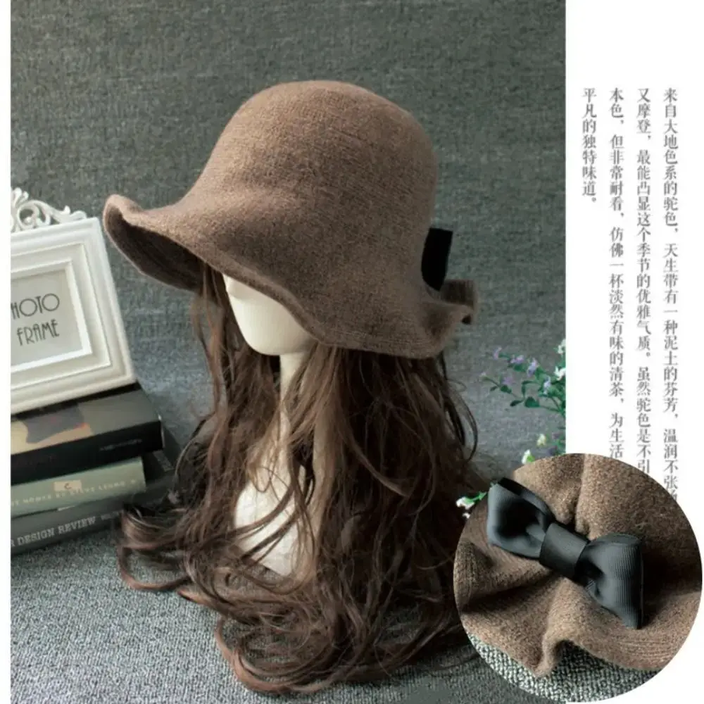Fashion Wool Bucket Hats New Vintage Basin Hat Fisherman Hat Bows Winter Ladies - £12.57 GBP+