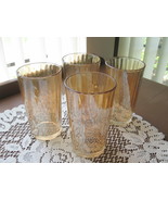 Vintage Set of Four (4) Ribbed Iridescent Marigold Tumblers/Water Glasses - £14.05 GBP
