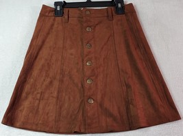 Mossimo Skirt Womens Size 00 Brown Polyester Flat Front Casual Button Front - £7.94 GBP