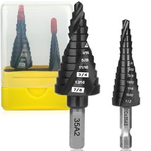 M35 Step Drill Bit Set,1/8&quot; To 7/8&quot; 25-Steps, Cobalt Bits,, 2Pcs.Co35A2_Co35A3 - $36.99