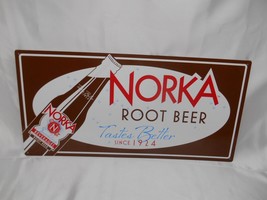 Old Vtg Norka Root Beer Retro Metal Sign Advertising Beverage Pop Soda - £118.42 GBP