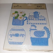 Vintage 70s Hallmark Stickers Seals To/From Blue Kitchen NEW Daisies Chicken - £7.78 GBP