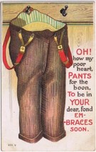 Postcard Embossed My Poor Heart Pants For Your Embraces - $4.94